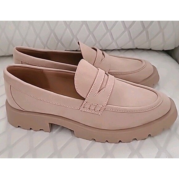NWOT A New Day Tan Women's CHUNKY Faux Suede Penny Loafer Lug Sole Size 8 - Picture 3 of 8